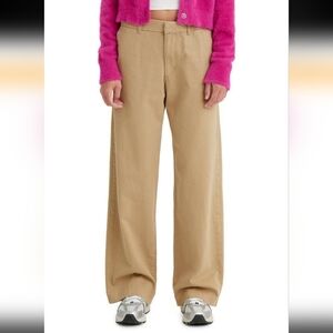 LEVI'S | Women's Khaki Brown  Mid Rise Straight Leg Baggy Trouser Pants